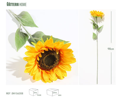 Girasol amarillo individual de 42 cm (tamaño de la cabeza de la flor: 12 cm)