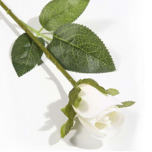 Rosa individual de 52 cm, plástico blanco