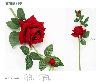 Flocado de poliéster 2 cabezas rosa roja 45cm