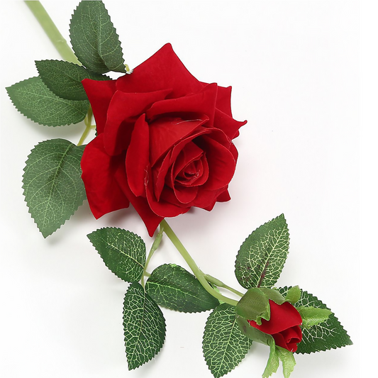 Flocado de poliéster 2 cabezas rosa roja 45cm