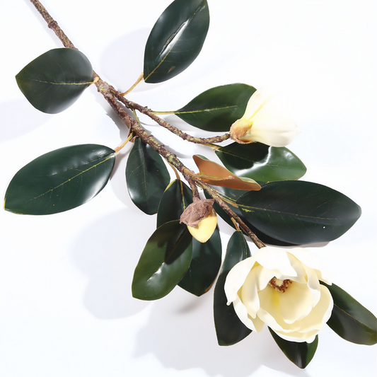 Flor de magnolia individual de 90 cm, color blanco, EVA