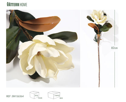 Flor de magnolia individual de 82 cm, color blanco EVA