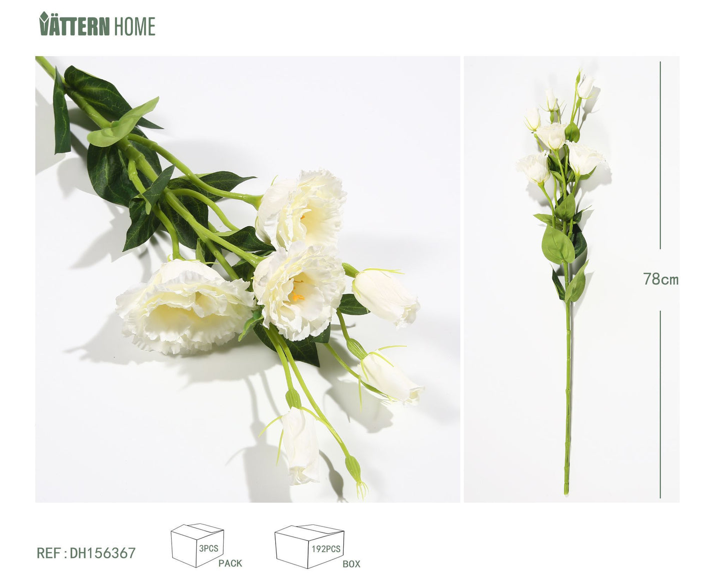 Eustoma multicabezal simple de 78 cm, color blanco