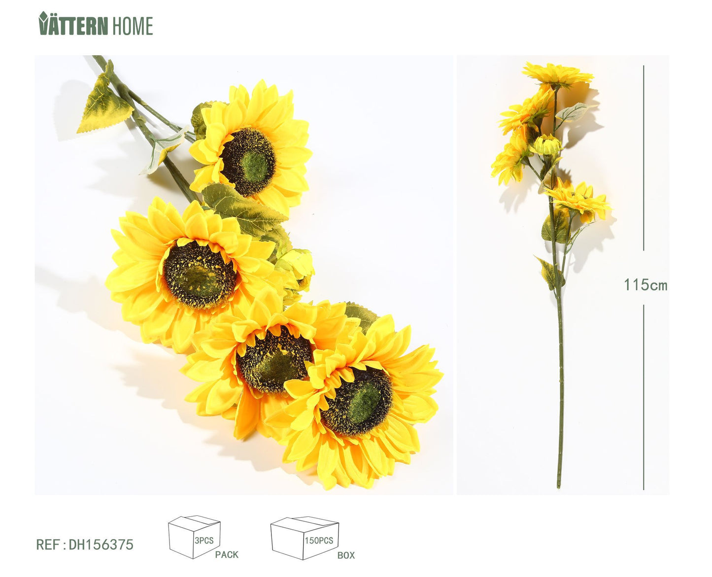 Girasol individual de 115 cm en tela amarilla mate