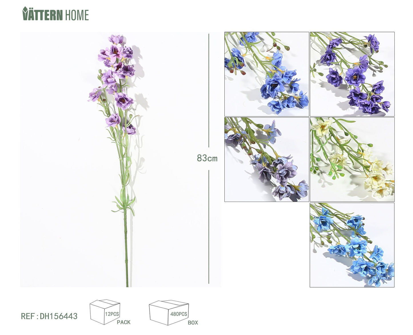 Delphinium de una sola rama 83CM morado oscuro, morado, lavanda, blanco, azul real, azul