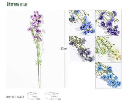 Delphinium de una sola rama 83CM morado oscuro, morado, lavanda, blanco, azul real, azul