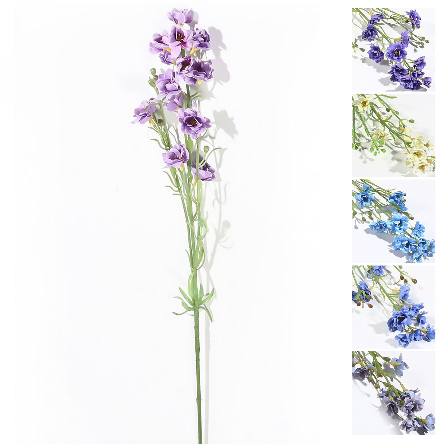 Delphinium de una sola rama 83CM morado oscuro, morado, lavanda, blanco, azul real, azul