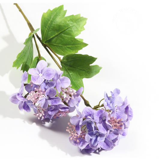 Hortensia de 2 cabezales con tacto de película, 48 cm, color morado
