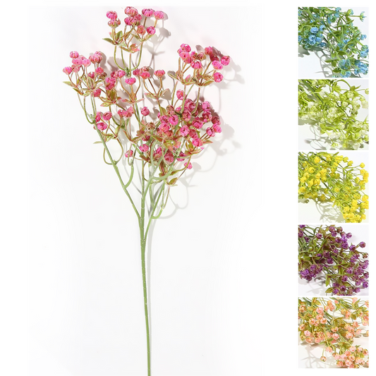 Aliento de bebé multibifurcado de una sola rama de 66 cm morado, azul, rojo, rosa, amarillo, rosa claro, blanco