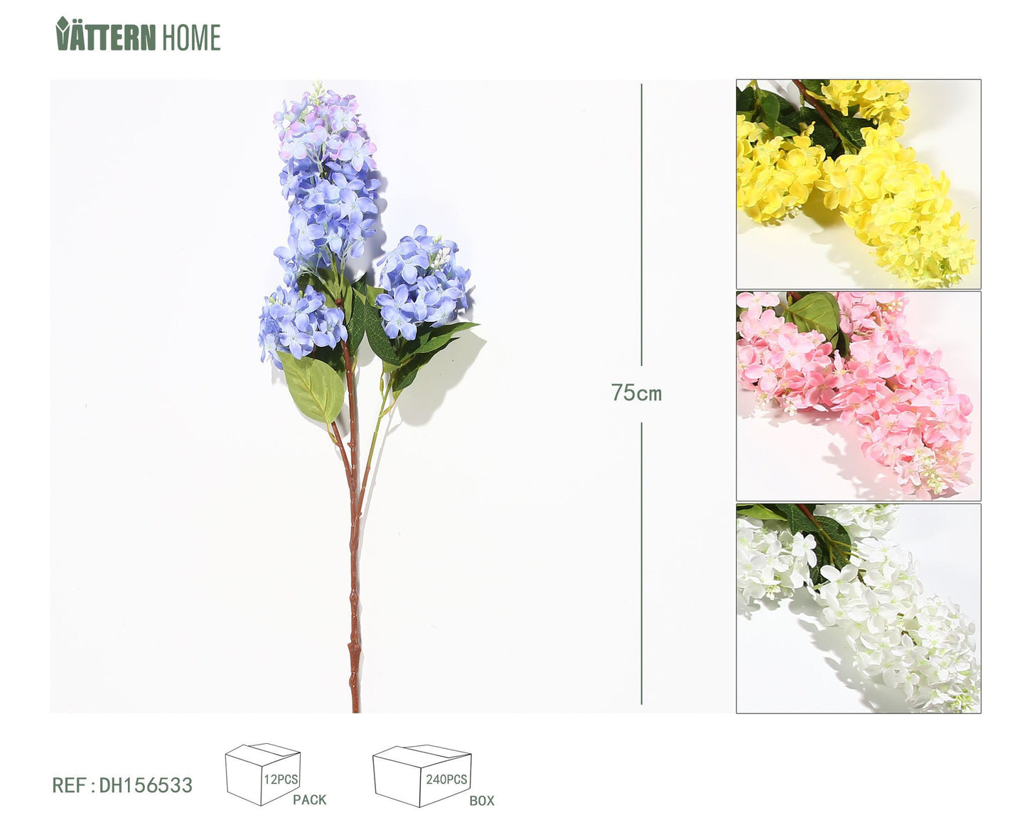 Flor lila de 3 puntas 75cm blanco, rosa, azul, amarillo