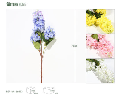 Flor lila de 3 puntas 75cm blanco, rosa, azul, amarillo