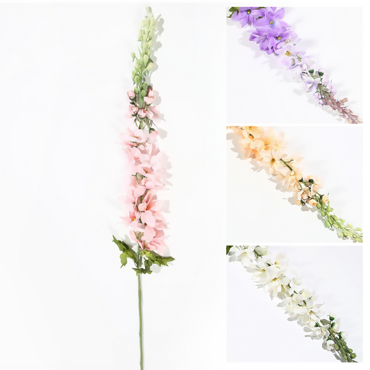 Rama única de delphinium 110CM blanco, rosa, champán, morado