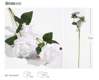 3 rosas blancas rizadas en forma de corazón de 72 cm