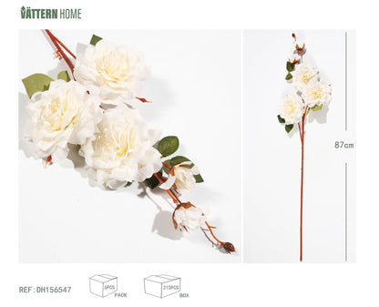 Paño de seda 3 flores 3 capullos rosa 87CM blanco