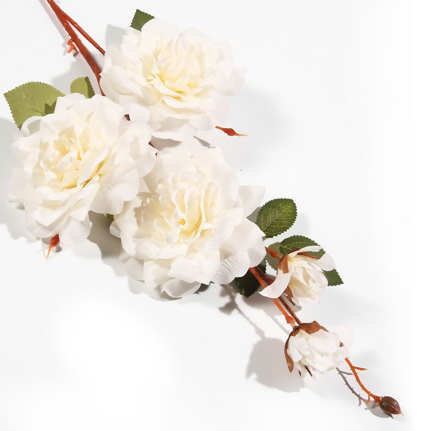 Paño de seda 3 flores 3 capullos rosa 87CM blanco