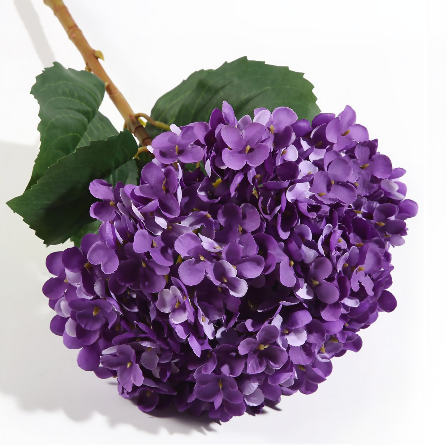 Hortensia grande individual de tela de seda de 77 cm de color blanco