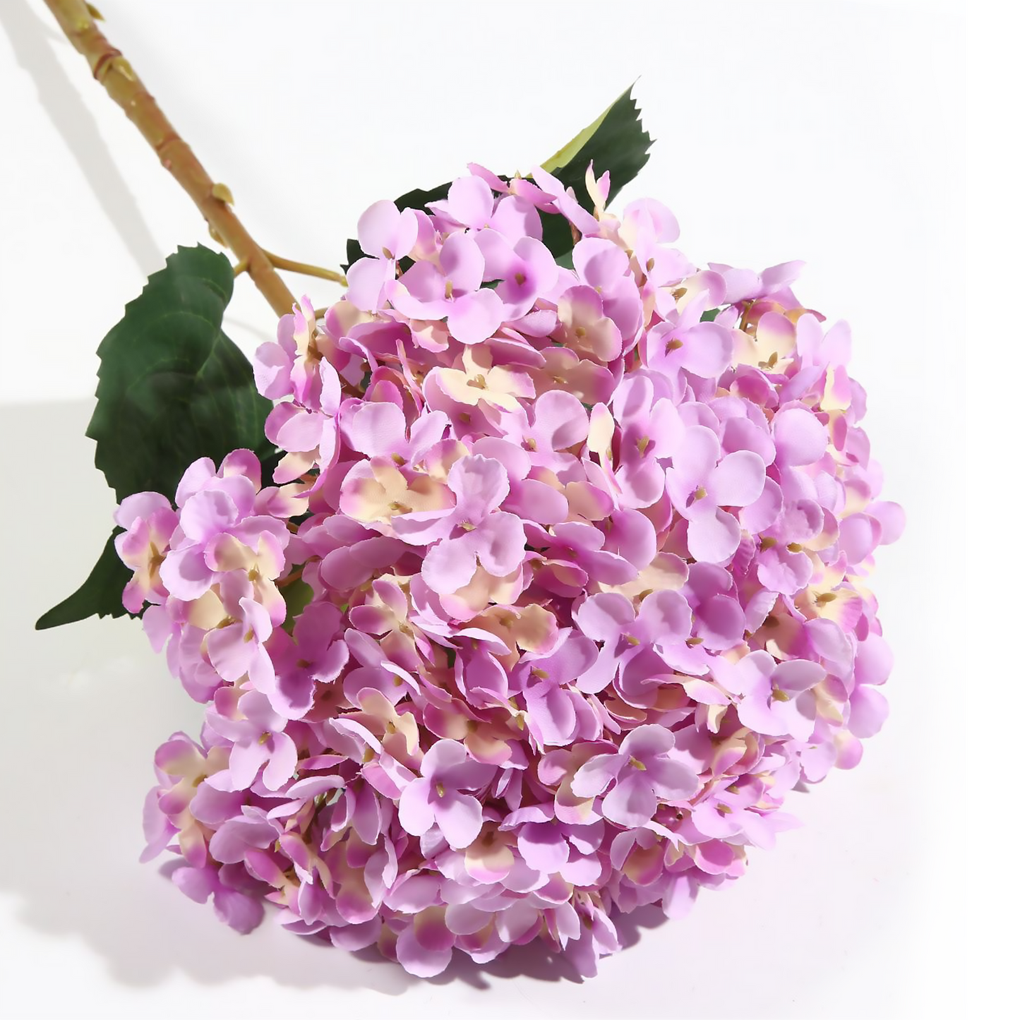 Hortensia grande individual de tela de seda de 77 cm de color blanco