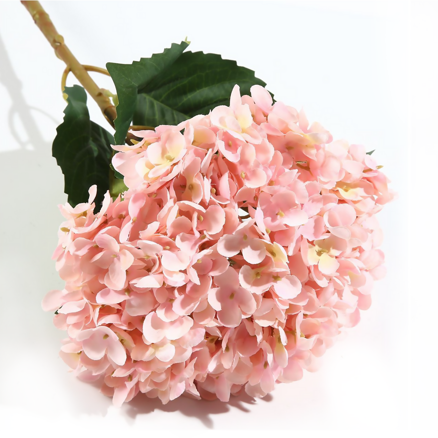 Hortensia grande individual de tela de seda de 77 cm de color blanco