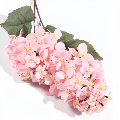 Hortensia pagoda de una sola rama y múltiples cabezas en tela de seda, 90 cm, color blanco