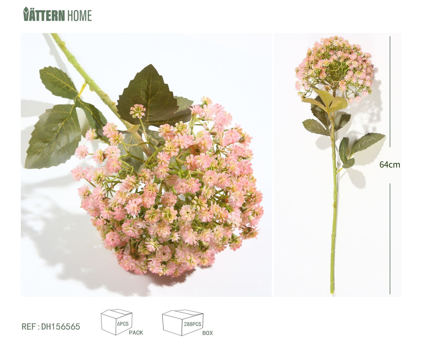 Cono de hortensia individual de 64 cm de color rosa