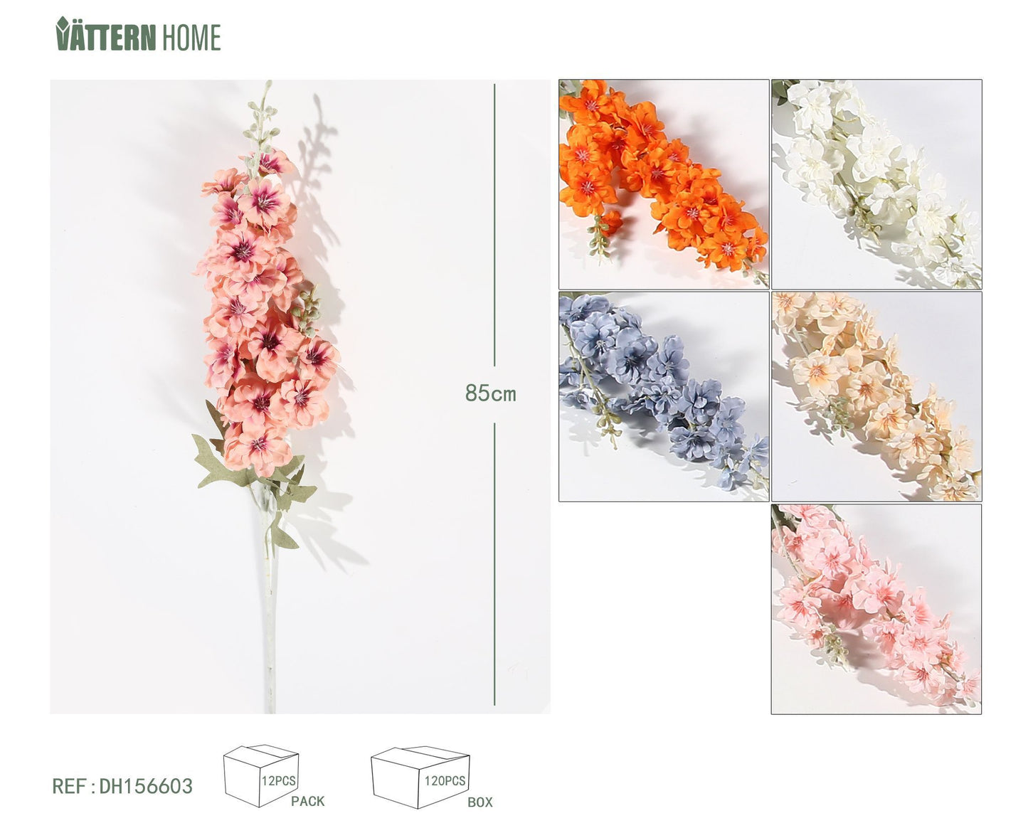 Rama única de delphinium 85*13CM blanco, beige, rosa, rosa oscuro, naranja, azul