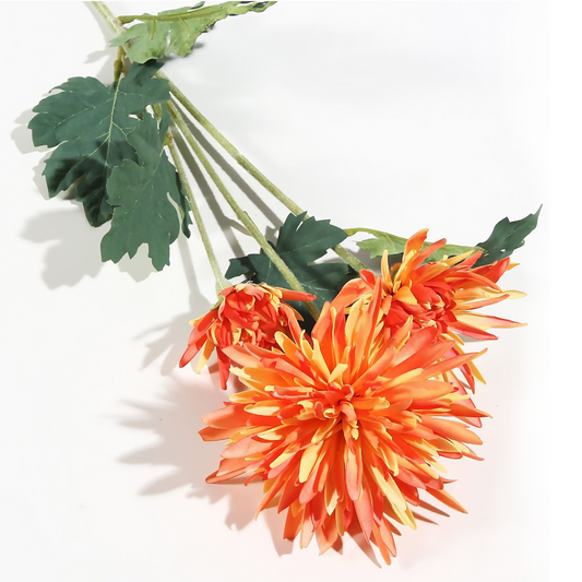 Crisantemo de 3 agujas de seda, 66 x 17 cm, color naranja