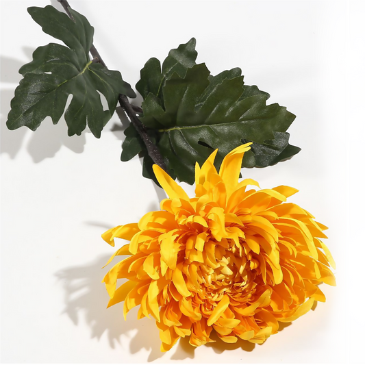 Crisantemo individual de tela de seda, 81 x 17 cm, amarillo