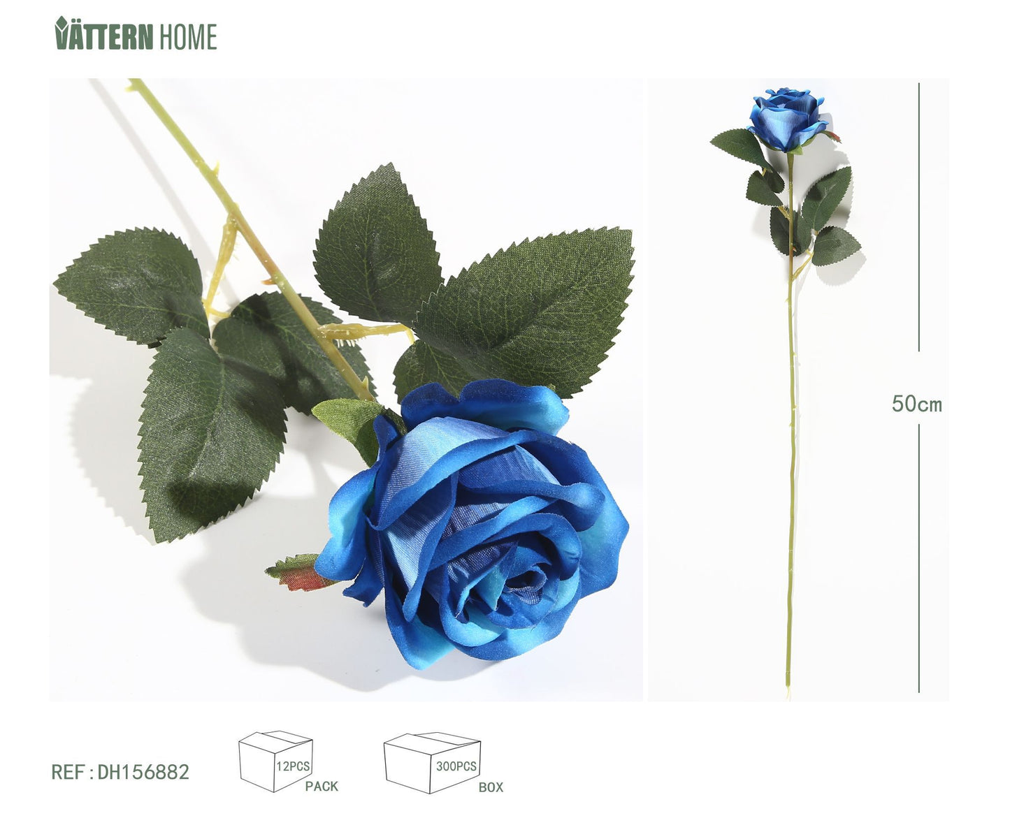 Rosa individual 50CM tela azul
