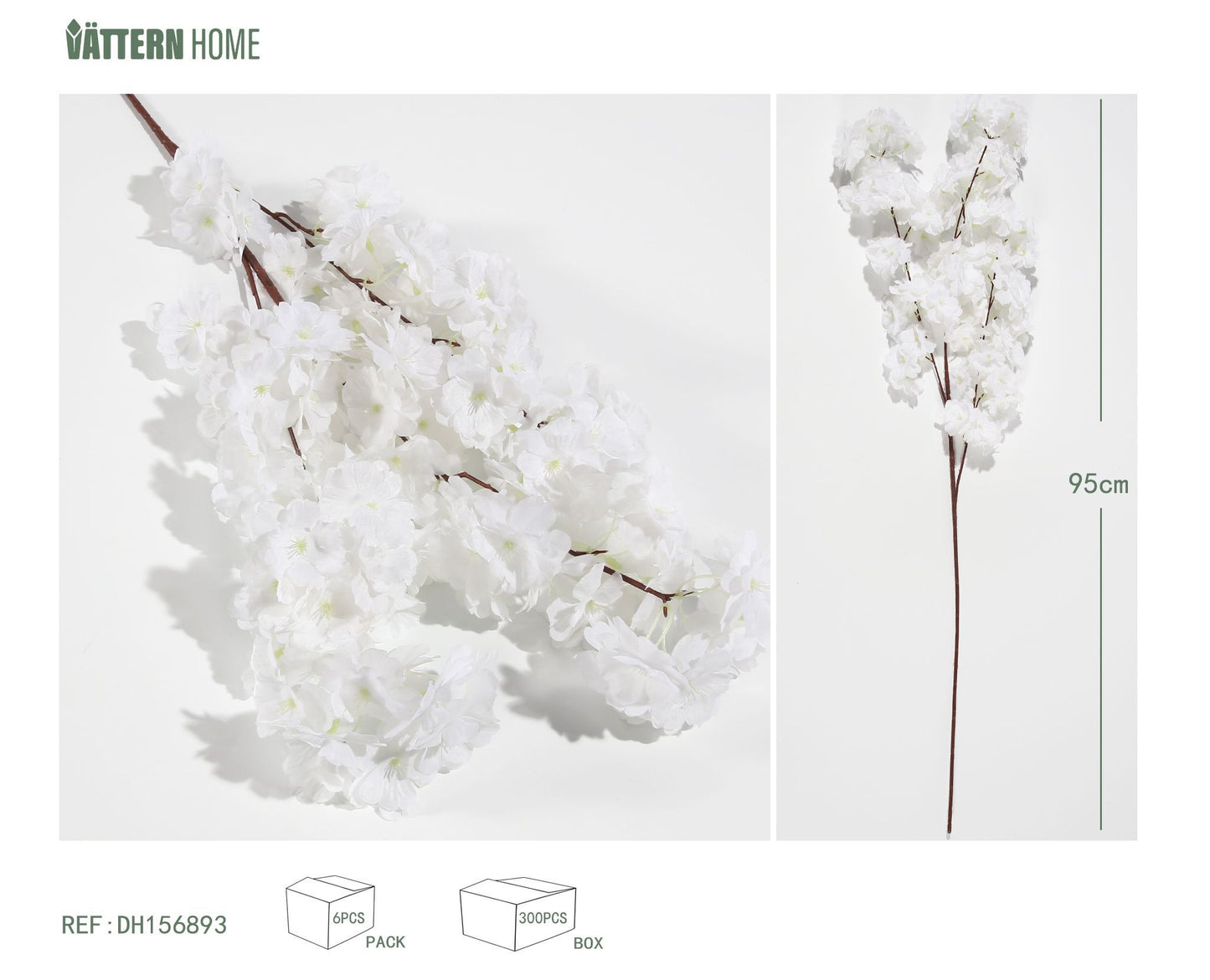 Flor de cerezo de 3 puntas 95CM blanco