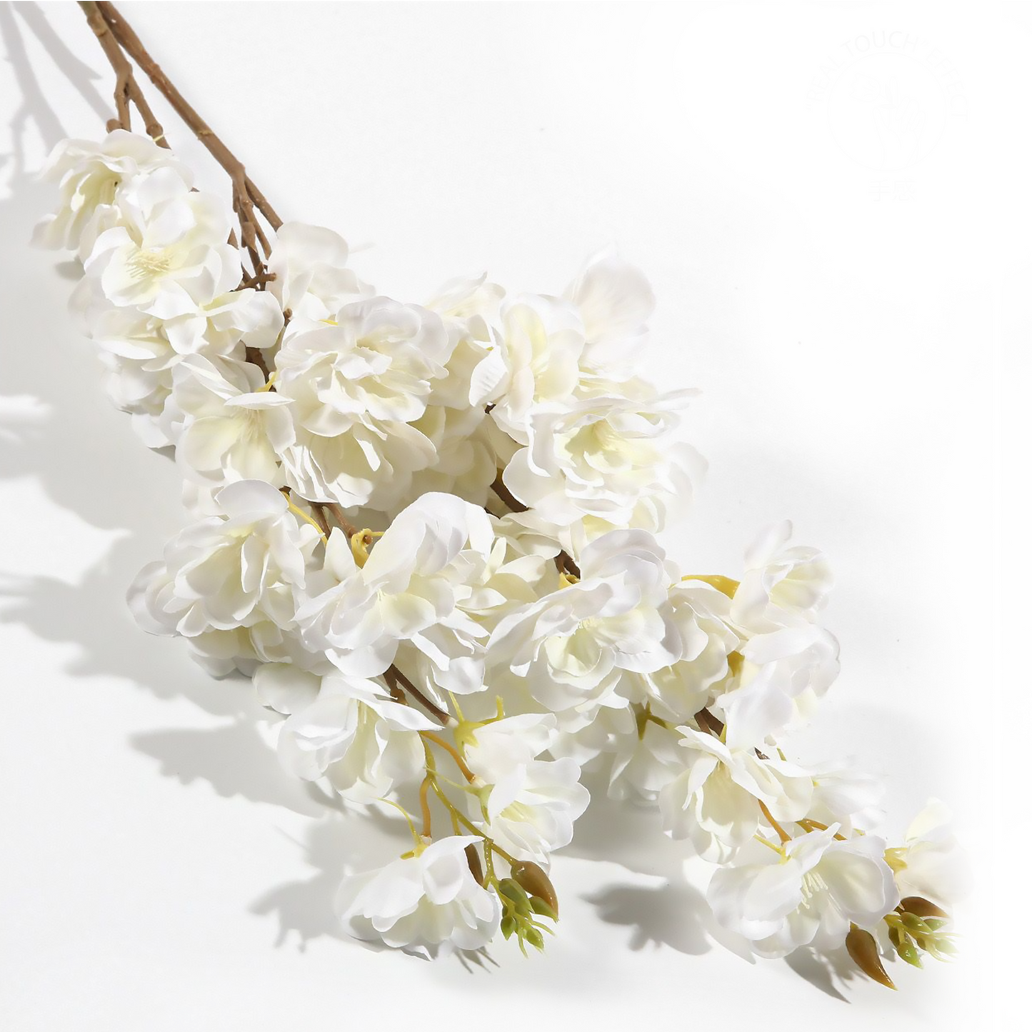 Cerezo Fuji de una sola rama y múltiples cabezas, 82 cm, blanco