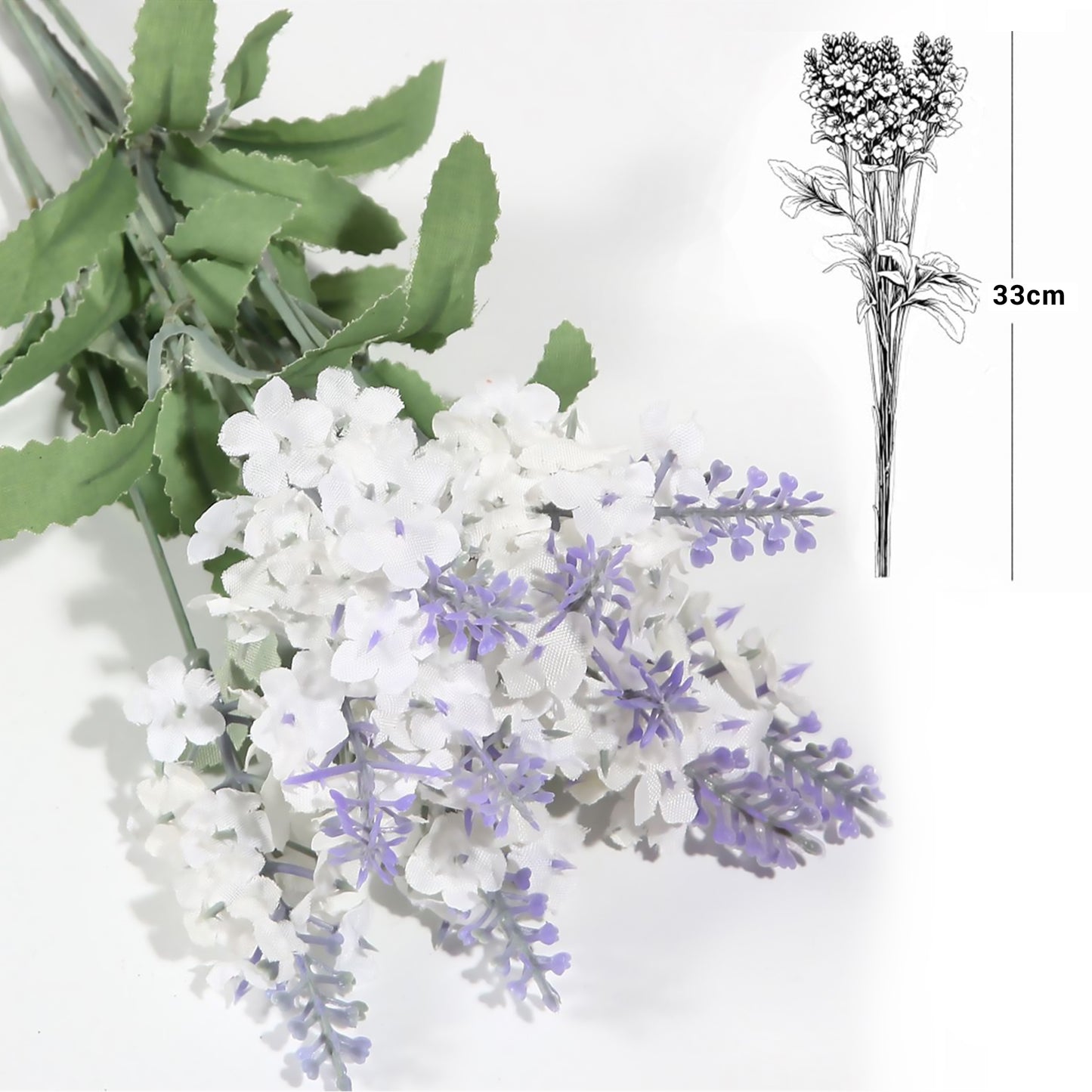 Ramo DE Flores Artificiales, Blanco, Morado, Polietileno+Hierro, Realista, Puro Y Elegante, para Crear FÁCILMENTE UN Ambiente ROMÁNTICO Y Elegante