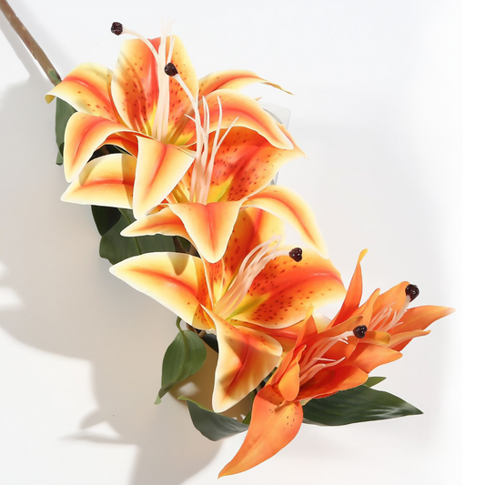 Lirio 3 cabezas 2 capullos 100CM naranja