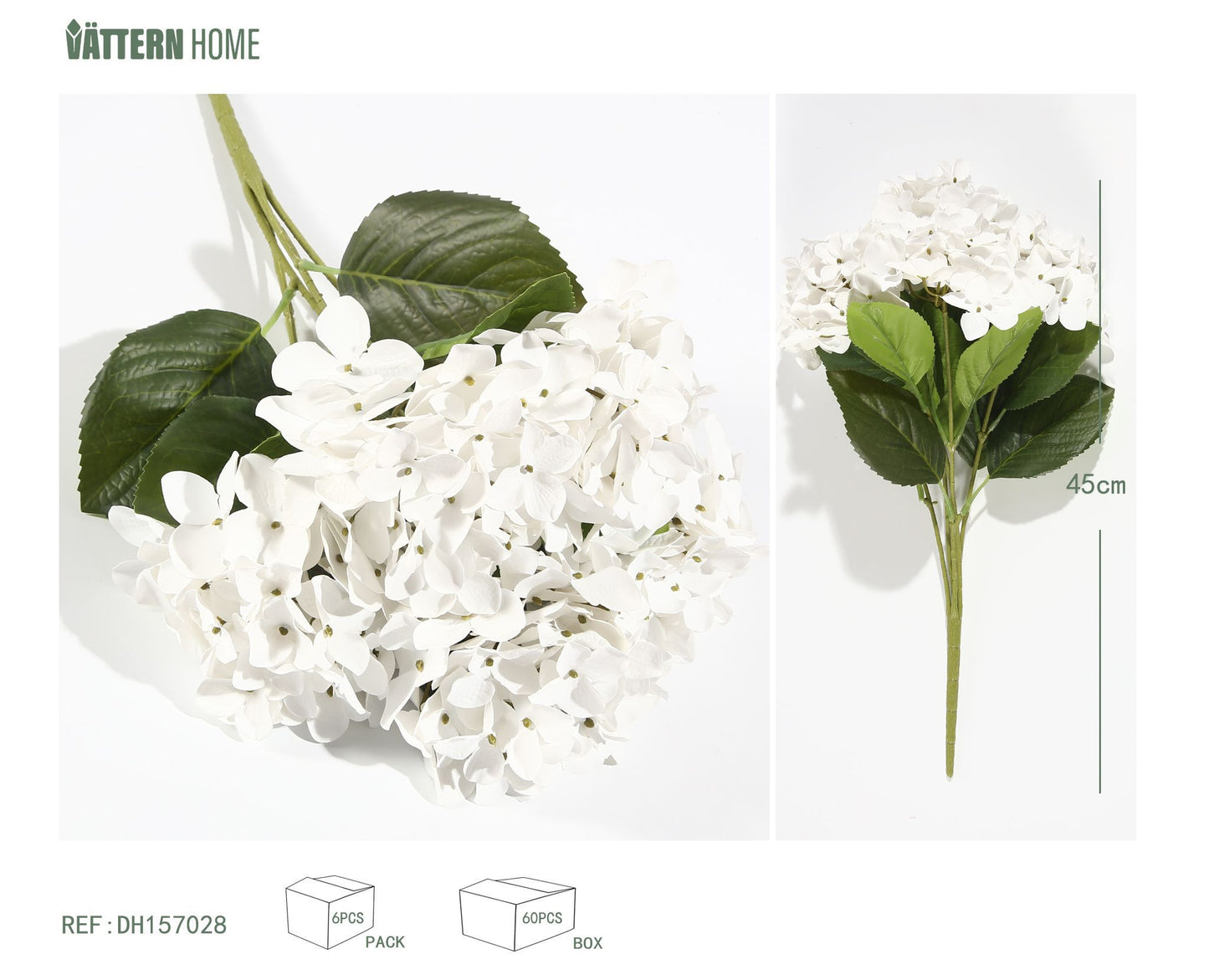 Hortensia grande individual 45CM blanca