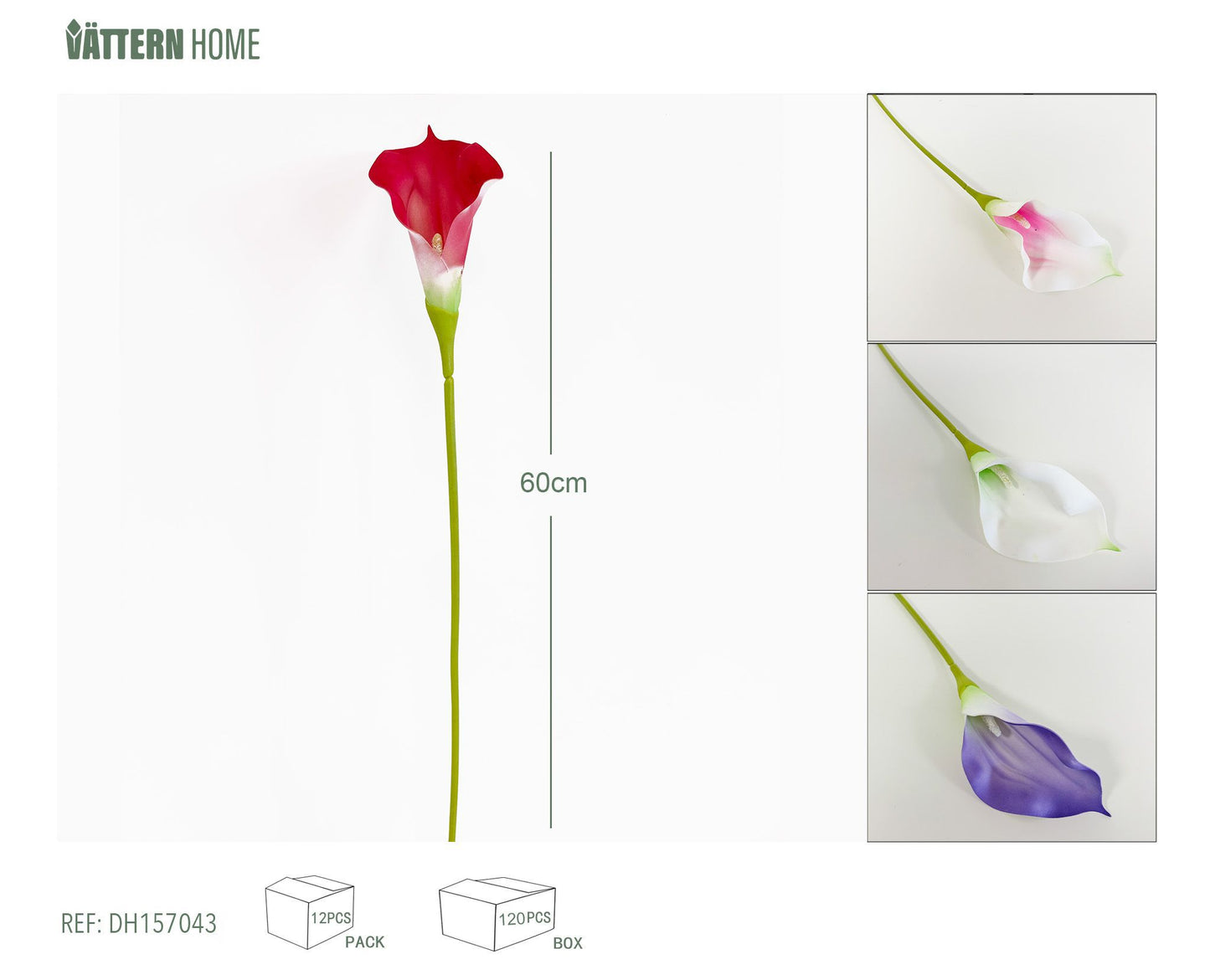 Lirio de cala individual de 60 cm blanco, rosa, rojo y morado