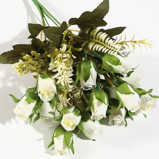 VATTEN HOME Flor DE Ramo Artificial 30CM, Blanco, Polietileno, POLIÉSTER, Hierro, Las Formas Florales Son Completas Y CONSISTENTES, con Capas RICAS, CLÁSICAS Y VERSÁTILES