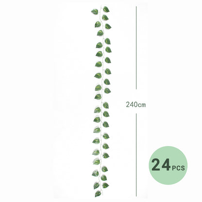 VATTEN HOME 24 Piezas de Hojas de rábano Verde Artificial de ratán 240CM, Adecuado para Cocina, Boda, balcón, etc