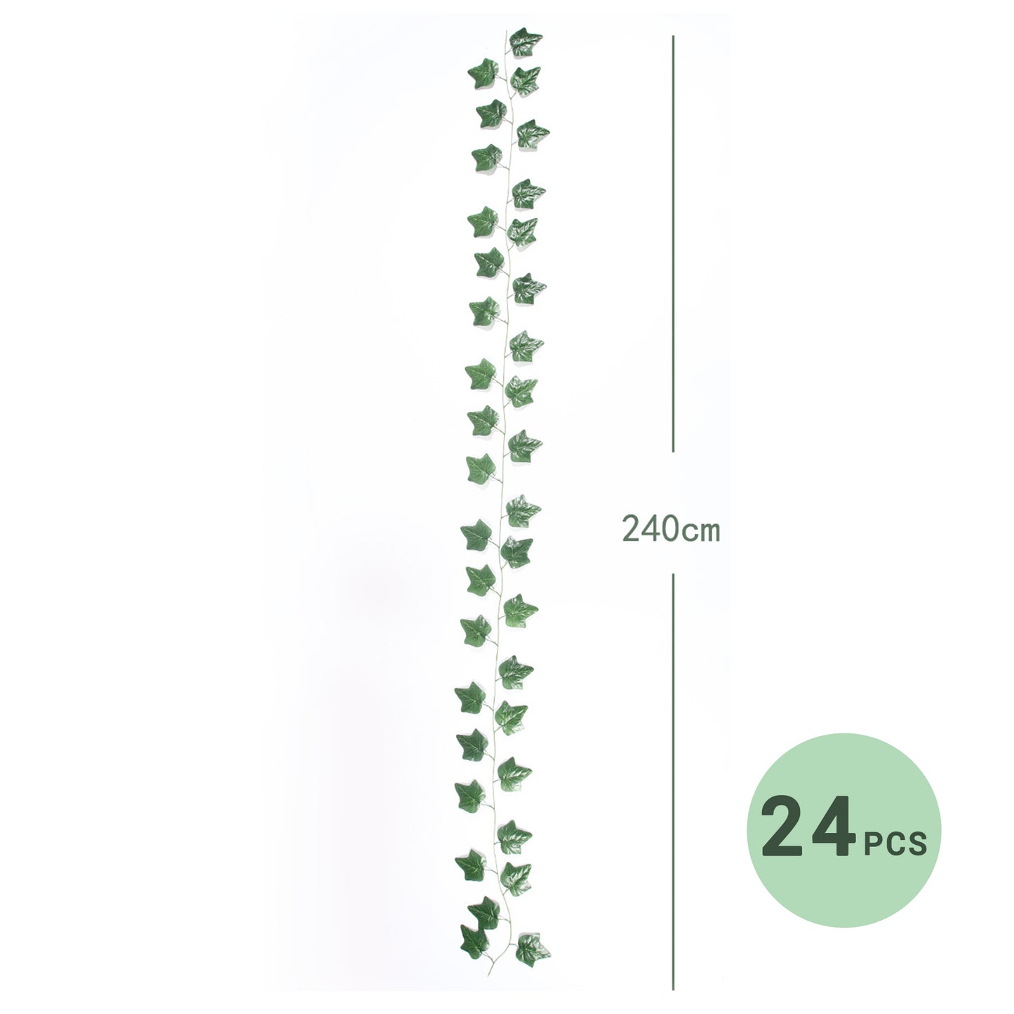 VATTEN HOME 24 Piezas de Hojas de rábano Verde Artificial de ratán 240CM, Adecuado para Cocina, Boda, balcón, etc