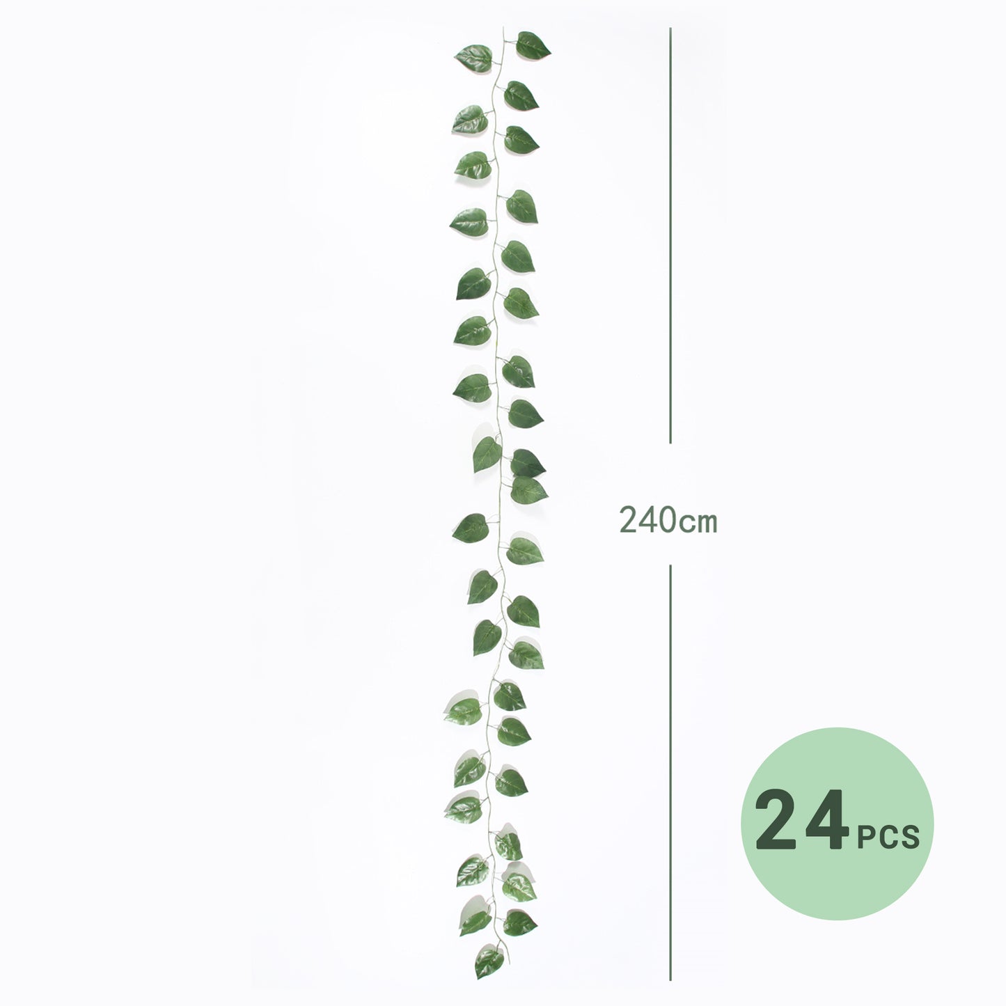 VATTEN HOME 24 Piezas de Hojas de rábano Verde Artificial de ratán 240CM, Adecuado para Cocina, Boda, balcón, etc