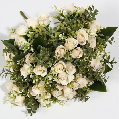 VATTEN HOME Flor DE Ramo Artificial 30CM, Blanco, Polietileno, POLIÉSTER, Hierro, Las Formas Florales Son Completas Y CONSISTENTES, con Capas RICAS, CLÁSICAS Y VERSÁTILES