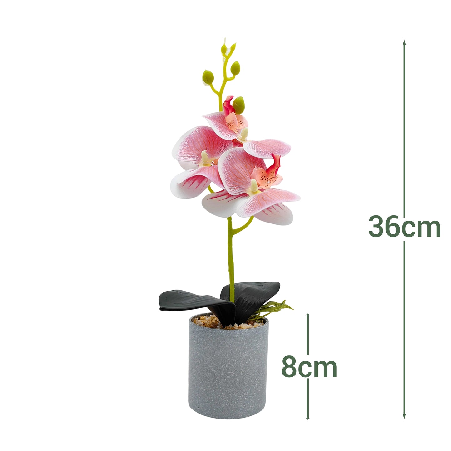 VATTEN HOME Maceta de melamina Artificial Phalaenopsis 3D de 3 Cabezas, 34 x 8 cm