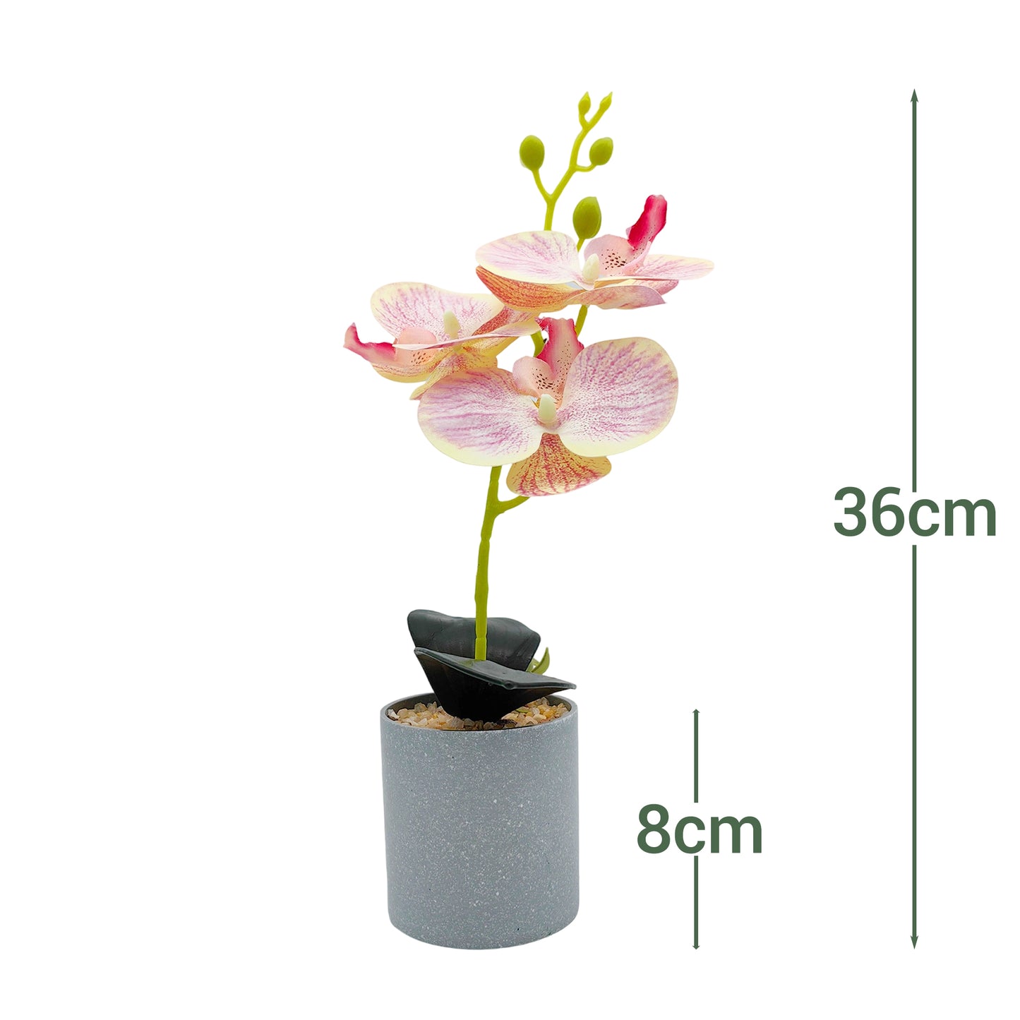 VATTEN HOME Maceta de melamina Artificial Phalaenopsis 3D de 3 Cabezas, 34 x 8 cm