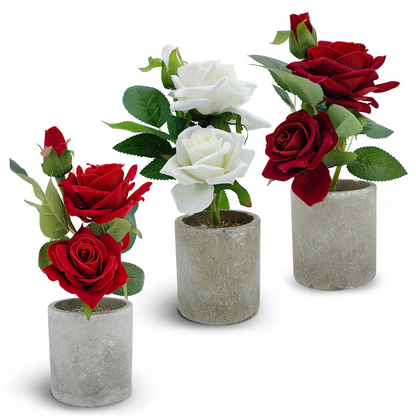 3 pequeñas rosas con cuernos de 25 x 8 cm, pulpa de papel, simulación artificial, adornos creativos en maceta, decoración