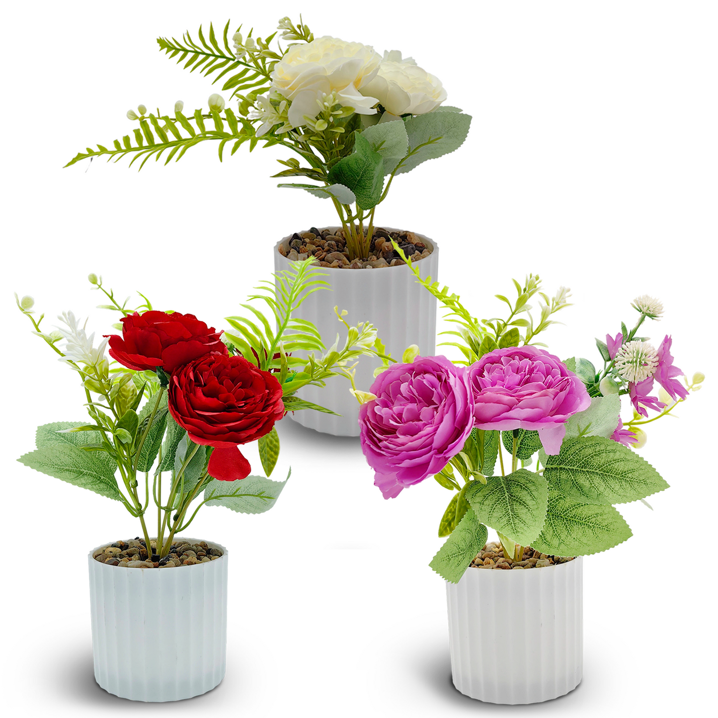 5 bonsáis de peonía de 26 x 8 cm, simulación artificial de plástico en maceta, adornos creativos decorativos.