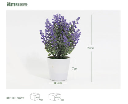 Adornos creativos de decoración en maceta de simulación artificial de plástico de lavanda de 23 x 7 cm