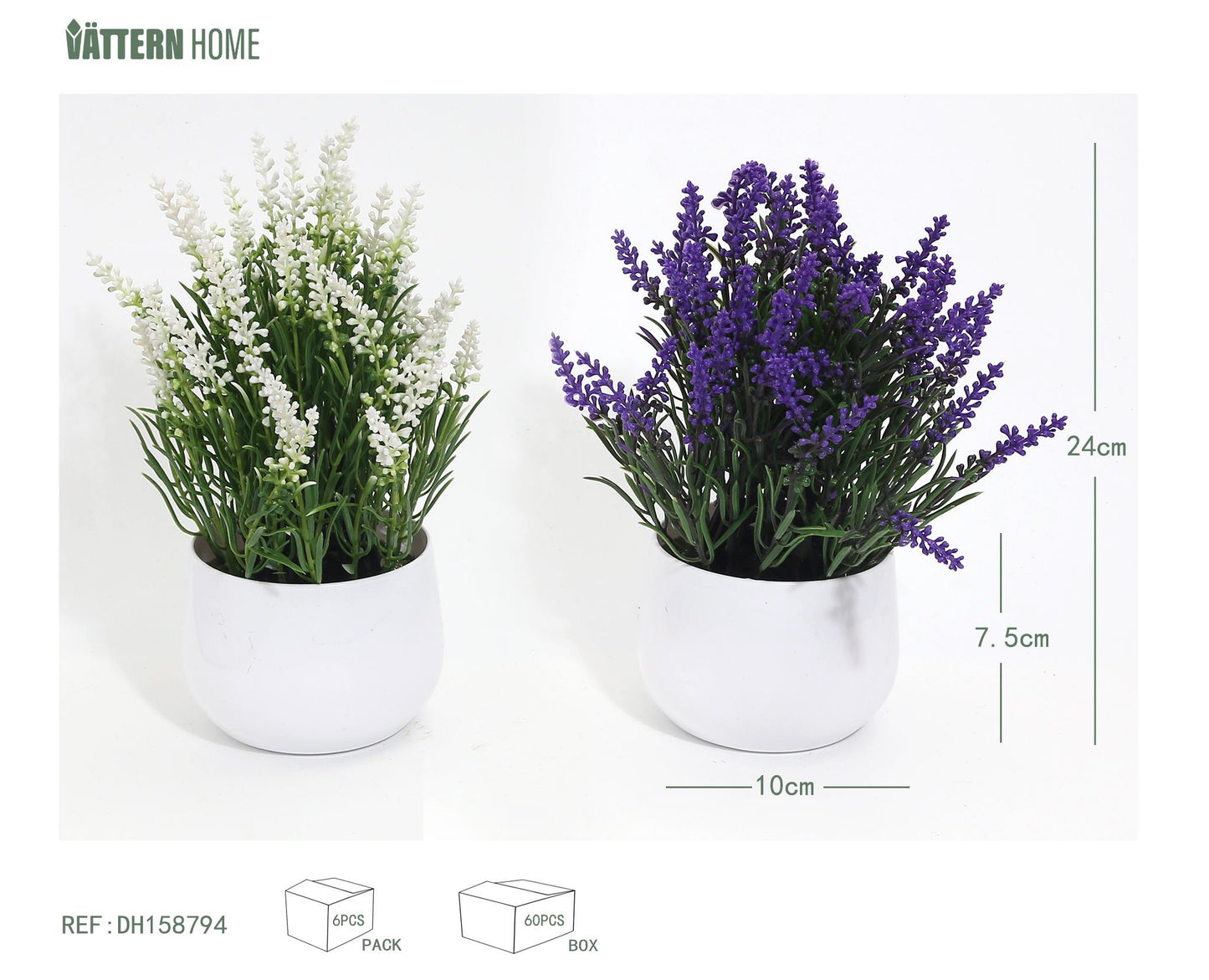 Adornos creativos de decoración en maceta de simulación artificial de plástico de lavanda de 23 x 9,5 cm.