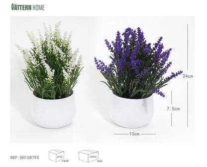 Adornos creativos de decoración en maceta de simulación artificial de plástico de lavanda de 23 x 9,5 cm.
