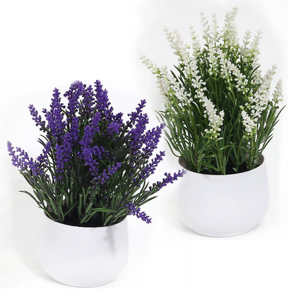 Adornos creativos de decoración en maceta de simulación artificial de plástico de lavanda de 23 x 9,5 cm.