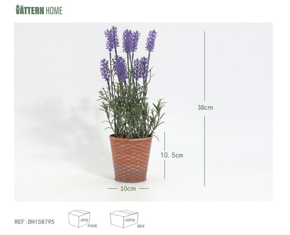 Adornos creativos de lavanda artificial en maceta de plástico de 38 x 10 cm.