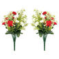 VATTEN HOME Dos Ramos de Flores de Limpieza de tumbas simuladas de poliéster de Seda roja y Blanca de 42 cm, para Limpieza de tumbas y decoración de cementerios