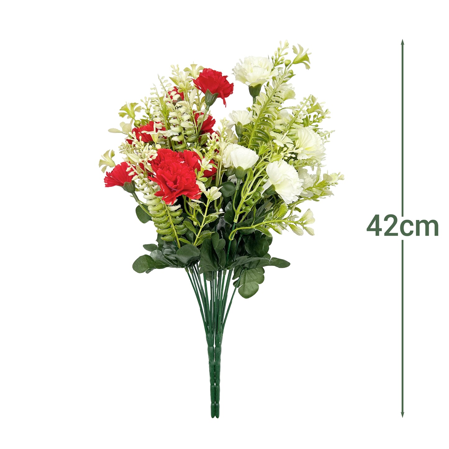 VATTEN HOME Dos Ramos de Flores de Limpieza de tumbas simuladas de poliéster de Seda roja y Blanca de 42 cm, para Limpieza de tumbas y decoración de cementerios